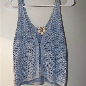 Hippie Rose Light Blue Crochet Tank Top